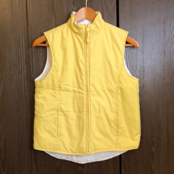 Source Unknown Jackets & Blazers - REVERSIBLE VEST MOCK NECK YELLOW/WHITE LIGHTWEIGHT LONGER BACK, 4 POCKETS - #136